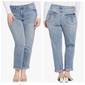 SEVEN7 WEEKEND BOYFRIEND WOMENS JEANS WASHED LIGHT BLUE SIZE 12 NEW/TAGS